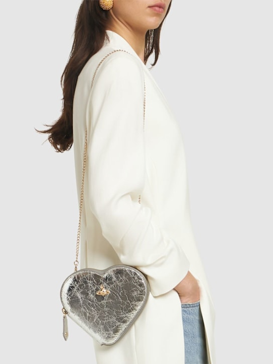 Vivienne Westwood: New Heart metallic crinkle crossbody bag - women_1 | Luisa Via Roma