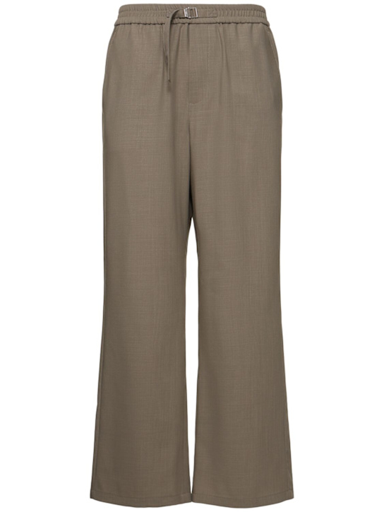 AMI Paris: Wool gabardine pants - Smoke Grey - men_0 | Luisa Via Roma