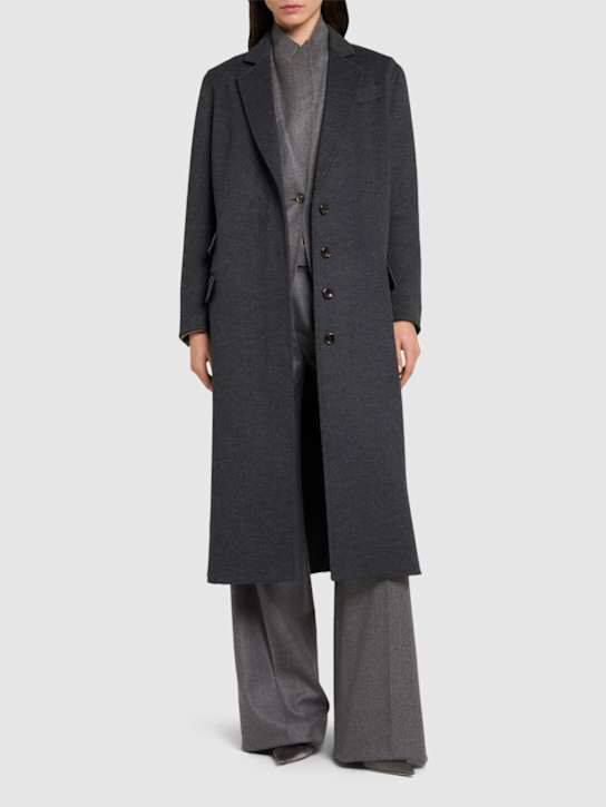 Tom Ford: Single breast wool blend coat - Dark Heather Grey - women_1 | Luisa Via Roma