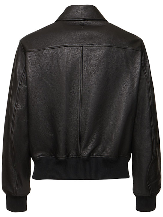 AMI Paris: Leather zip jacket - Black - men_3 | Luisa Via Roma