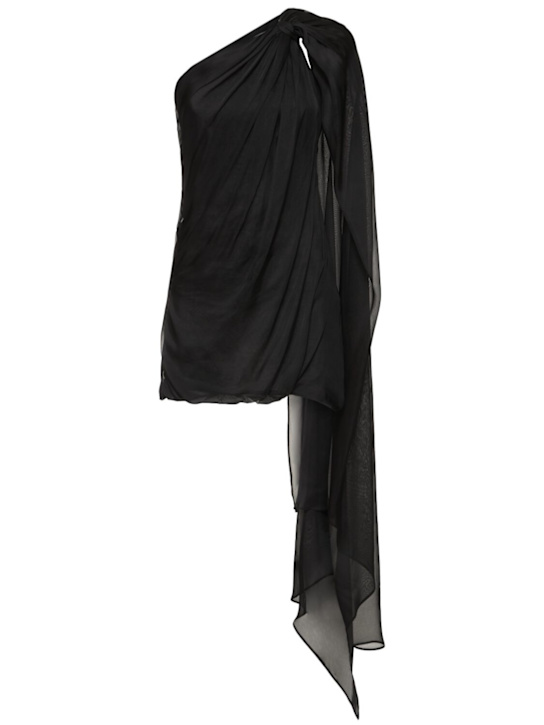 Giuseppe Di Morabito: Draped silk satin ruched mini dress - Black - women_0 | Luisa Via Roma