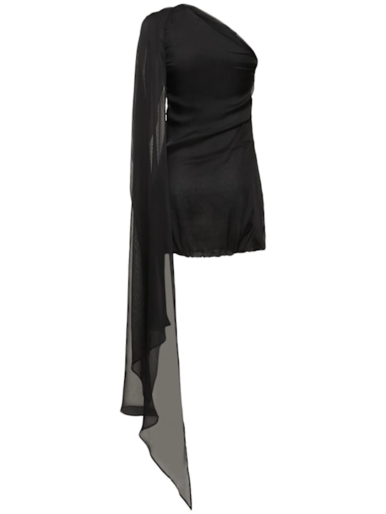 Giuseppe Di Morabito: Draped silk satin ruched mini dress - Black - women_3 | Luisa Via Roma