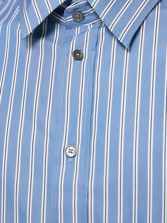 AMI Paris: Boxy fit striped cotton shirt - Blue - men_4 | Luisa Via Roma