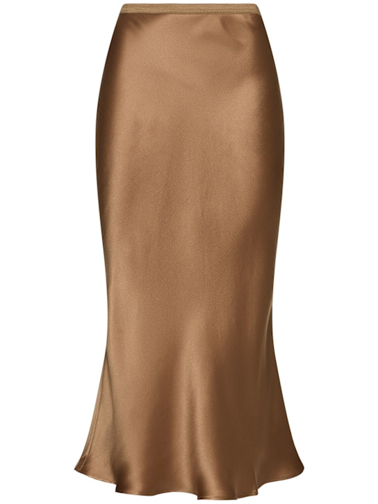 ANINE BING: Bar silk satin midi skirt - women_0 | Luisa Via Roma