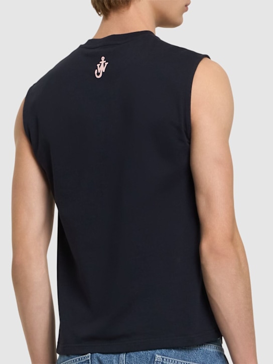JW Anderson: Look At Me printed tank top - Navy - men_2 | Luisa Via Roma