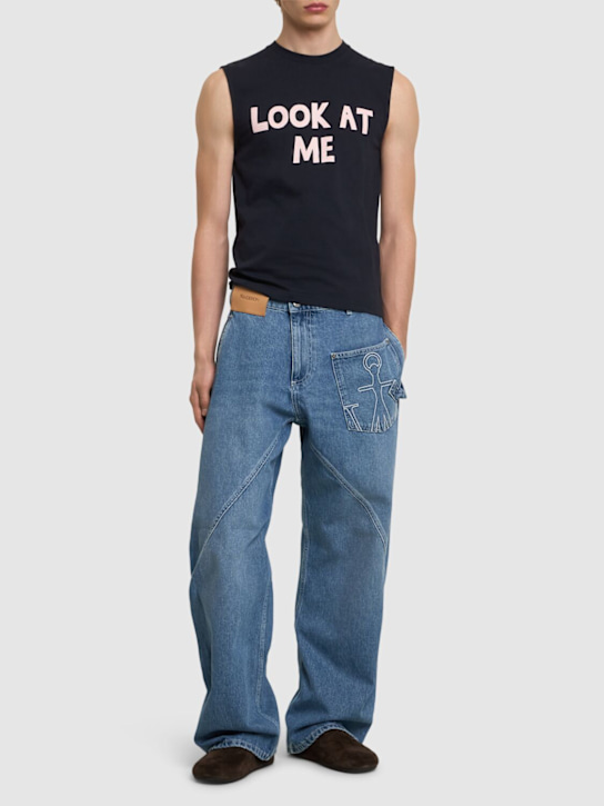 JW Anderson: Look At Me printed tank top - Navy - men_1 | Luisa Via Roma