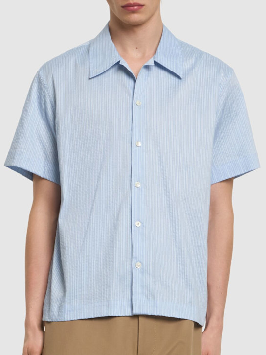 Dunst: Holiday striped shirt - Sky Blue Stripe - men_2 | Luisa Via Roma