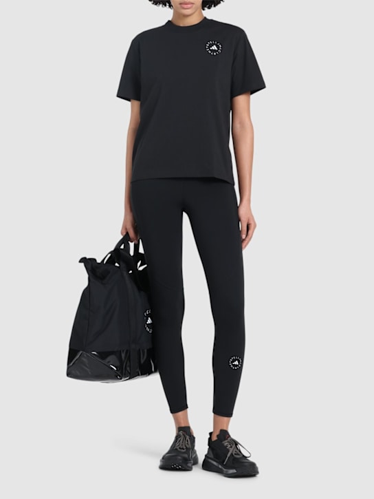 adidas By Stella McCartney: Sportswear logo short t-shirt - Black - women_1 | Luisa Via Roma