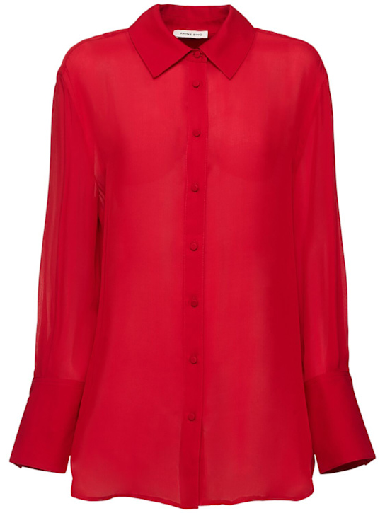 ANINE BING: Bridget silk viscose georgette shirt - Red - women_0 | Luisa Via Roma
