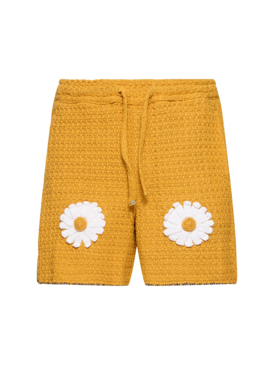 Harago: Daisy appliqué crochet shorts - White - men_0 | Luisa Via Roma