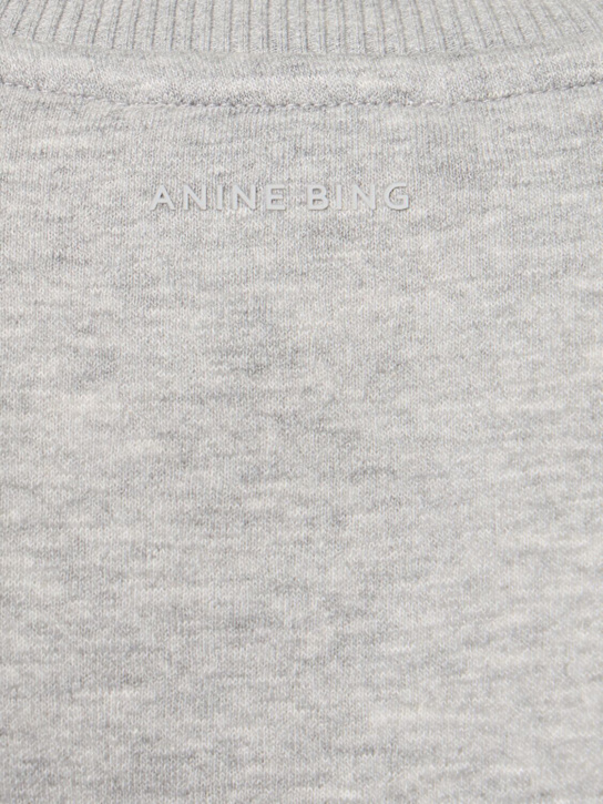 ANINE BING: Spencer cotton blend sweatshirt w/ logo - Heather Grey - women_4 | Luisa Via Roma