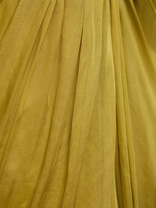 Giuseppe Di Morabito: Draped silk satin ruched mini dress - Olive Green - women_4 | Luisa Via Roma