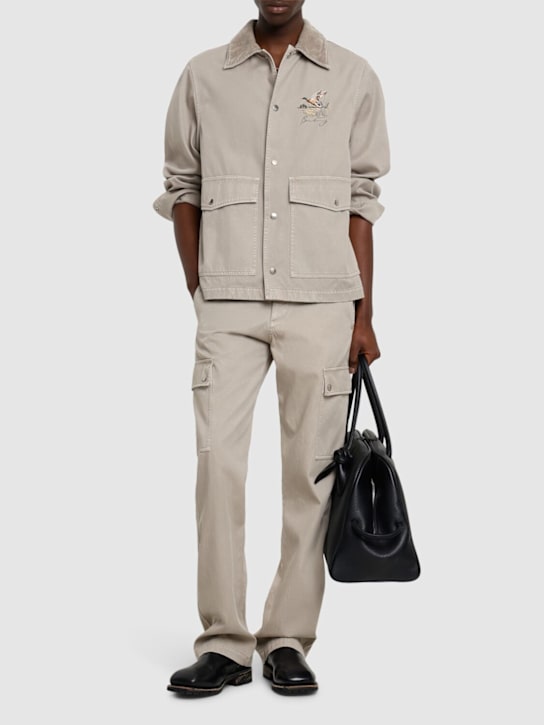 Burberry: Cotton logo jacket - Heron - men_1 | Luisa Via Roma