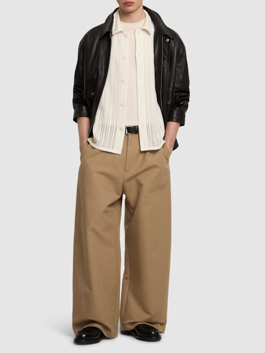 Dunst: Unisex crochet shirt - Ivory Stripe - men_1 | Luisa Via Roma