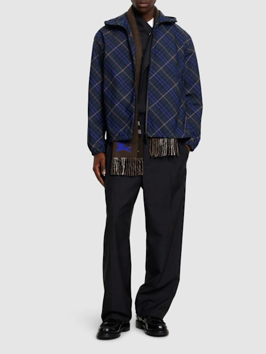 Burberry: Bias Check nylon windbreaker - Midnight Ip Che - men_1 | Luisa Via Roma
