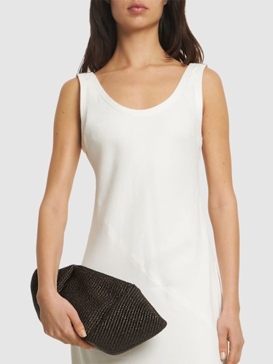 Brunello Cucinelli: Small raffia clutch - Dark Brown - women_1 | Luisa Via Roma
