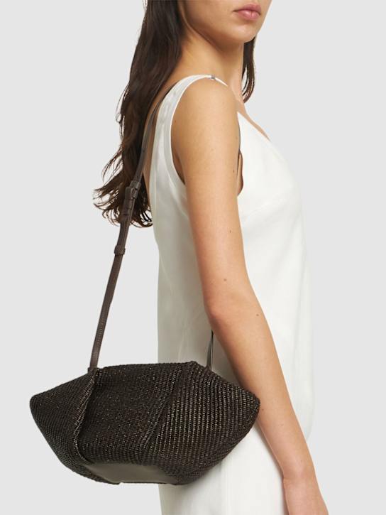 Brunello Cucinelli: Small raffia clutch - Dark Brown - women_2 | Luisa Via Roma