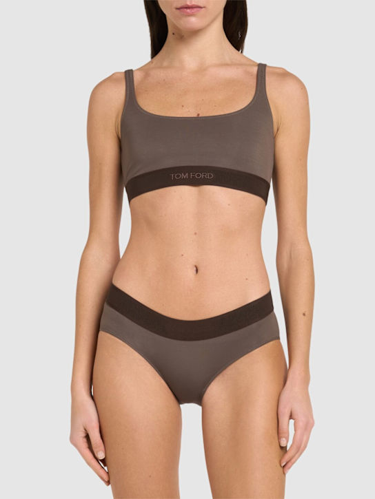 Tom Ford: Modal signature bralette - Brown - women_1 | Luisa Via Roma