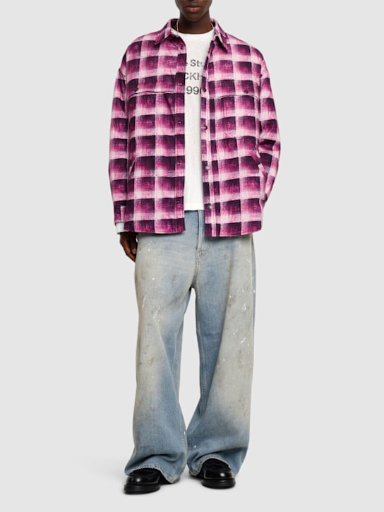 Acne Studios: Osadia printed flannel padded overshirt - men_1 | Luisa Via Roma