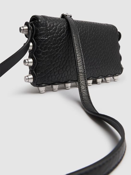 Alexander Wang: Roz pebbled leather wallet w/chain - Black - women_5 | Luisa Via Roma