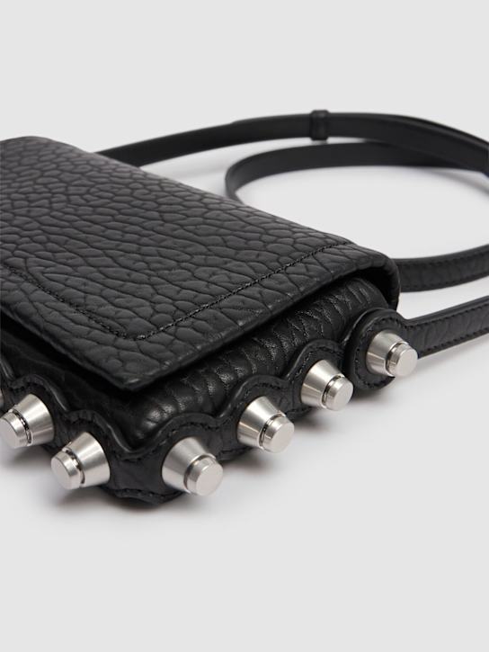 Alexander Wang: Roz pebbled leather wallet w/chain - Black - women_4 | Luisa Via Roma