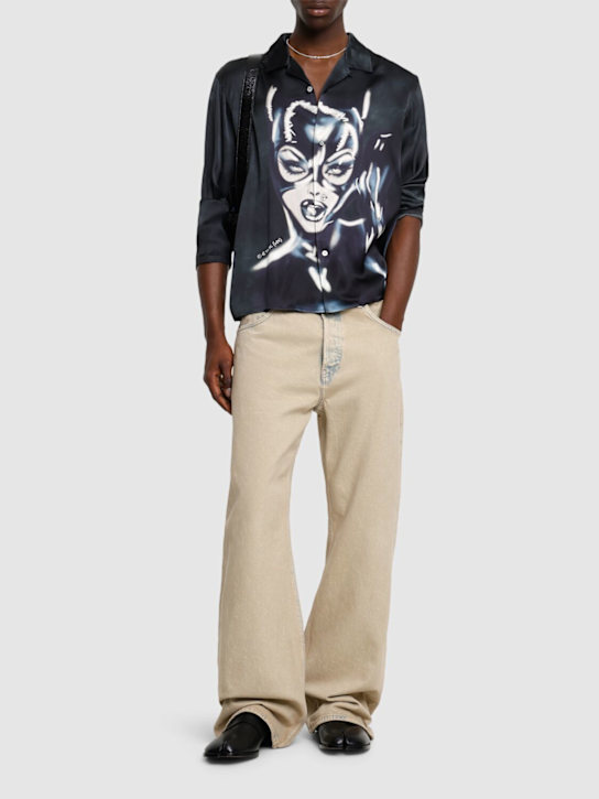 Acne Studios: Sojama Cat Woman print satin shirt - men_1 | Luisa Via Roma