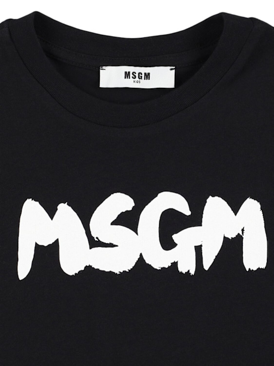 MSGM: Printed cotton jersey t-shirt - Black - kids-boys_1 | Luisa Via Roma