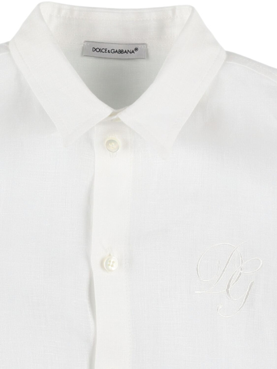 Dolce&Gabbana: Cotton poplin shirt w/logo - Beyaz - kids-boys_1 | Luisa Via Roma