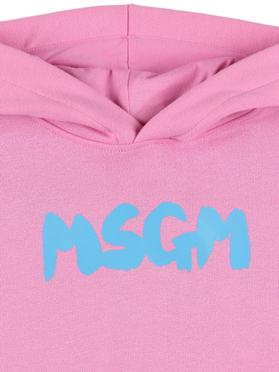 MSGM: Printed cotton hooded sweatshirt - Pink - kids-boys_1 | Luisa Via Roma