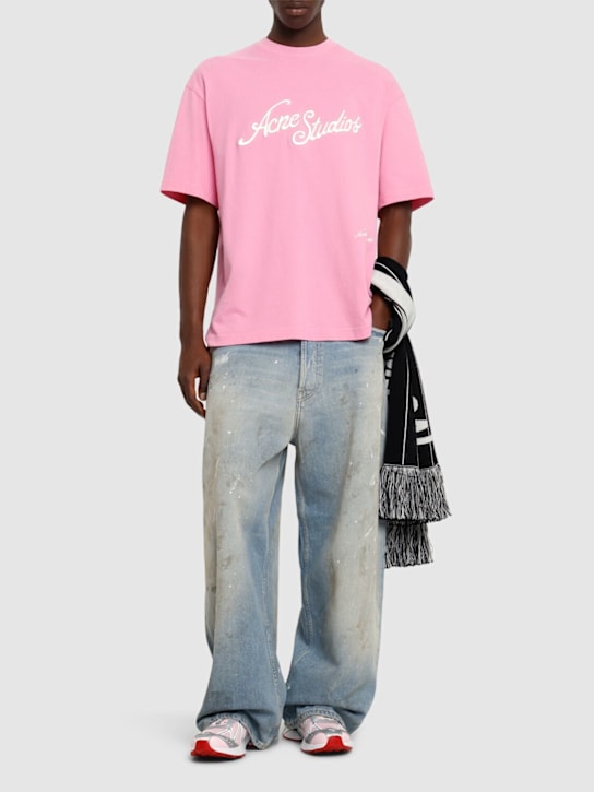 Acne Studios: Exford tourist logo piqué t-shirt - men_1 | Luisa Via Roma
