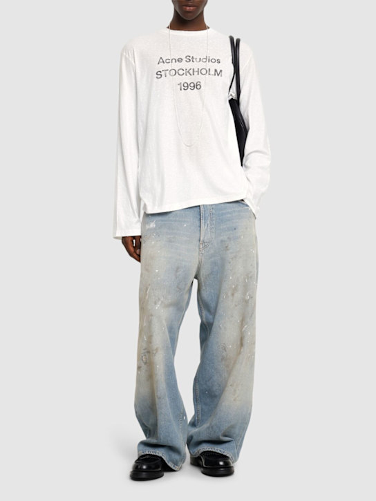 Acne Studios: Edden 1996 long sleeve t-shirt - Dusty White - men_1 | Luisa Via Roma