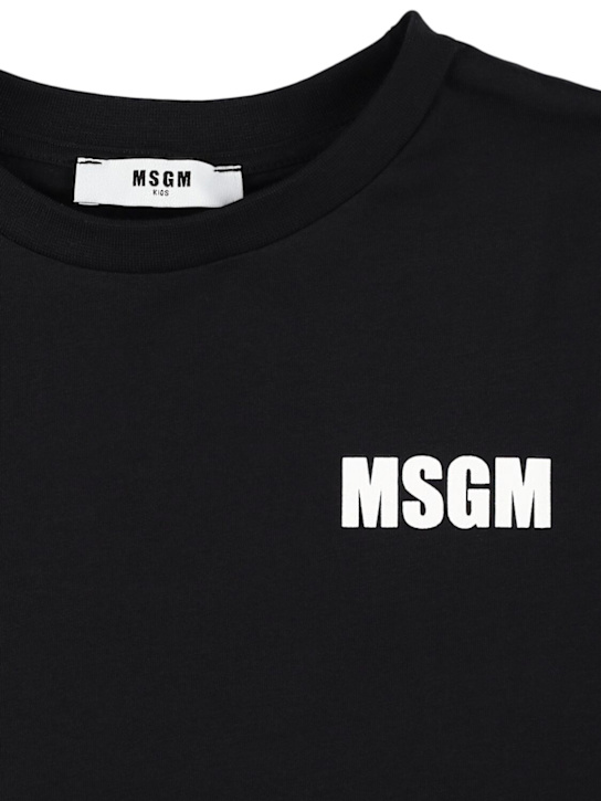 MSGM: T-shirt in jersey di cotone con logo - kids-girls_1 | Luisa Via Roma