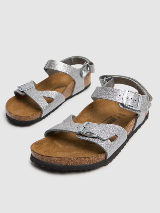 BIRKENSTOCK: Rio シンセティックサンダル - シルバー - kids-girls_1 | Luisa Via Roma