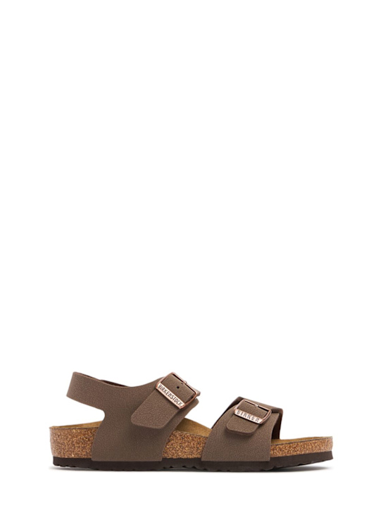 BIRKENSTOCK: Sandalias de piel sintética - Café - kids-boys_0 | Luisa Via Roma