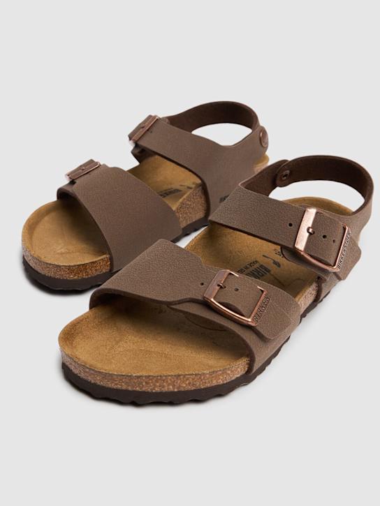 BIRKENSTOCK: Sandalias de piel sintética - Café - kids-boys_1 | Luisa Via Roma