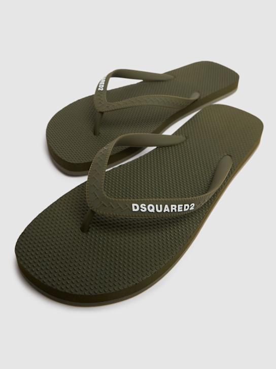 Dsquared2: Logo rubber flip flops - Green - men_2 | Luisa Via Roma