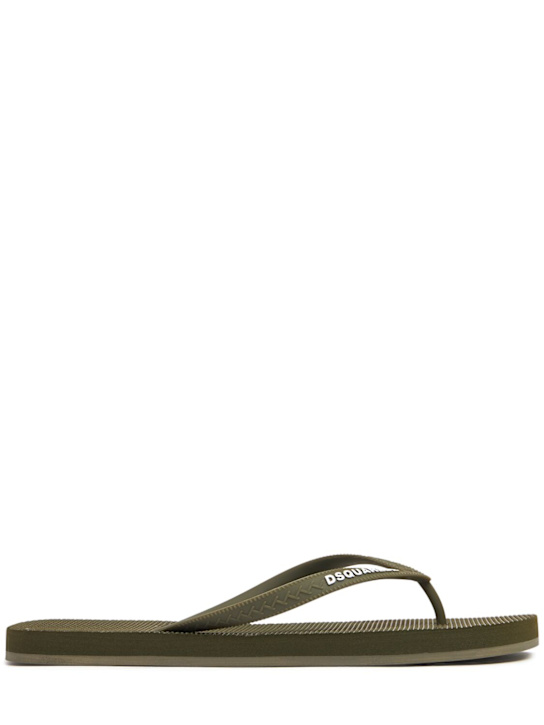 Dsquared2: Logo rubber flip flops - Green - men_0 | Luisa Via Roma