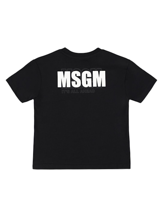 MSGM: Printed cotton jersey t-shirt - Black - kids-boys_1 | Luisa Via Roma