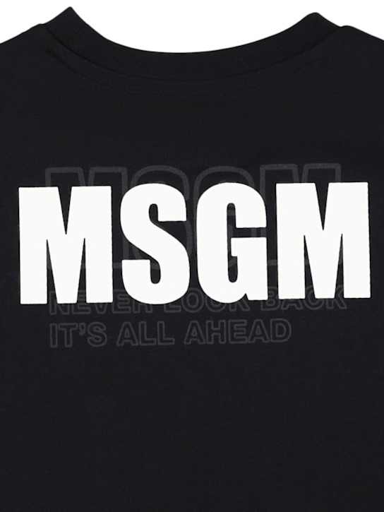 MSGM: Printed cotton jersey t-shirt - Black - kids-boys_2 | Luisa Via Roma