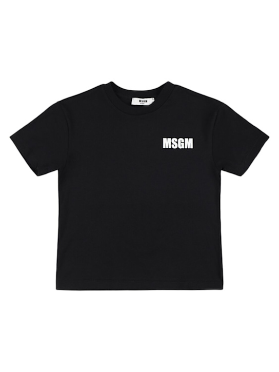 MSGM: Printed cotton jersey t-shirt - Black - kids-boys_0 | Luisa Via Roma