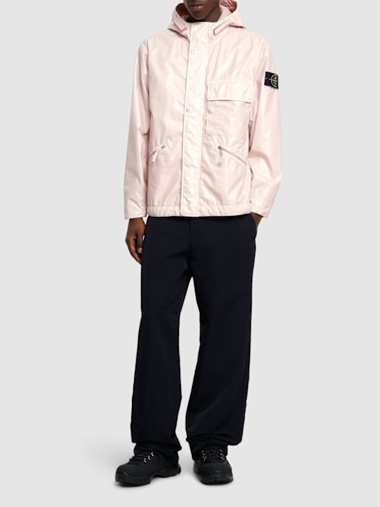 Stone Island: Mussola gommata short parka - Antique Rose - men_1 | Luisa Via Roma