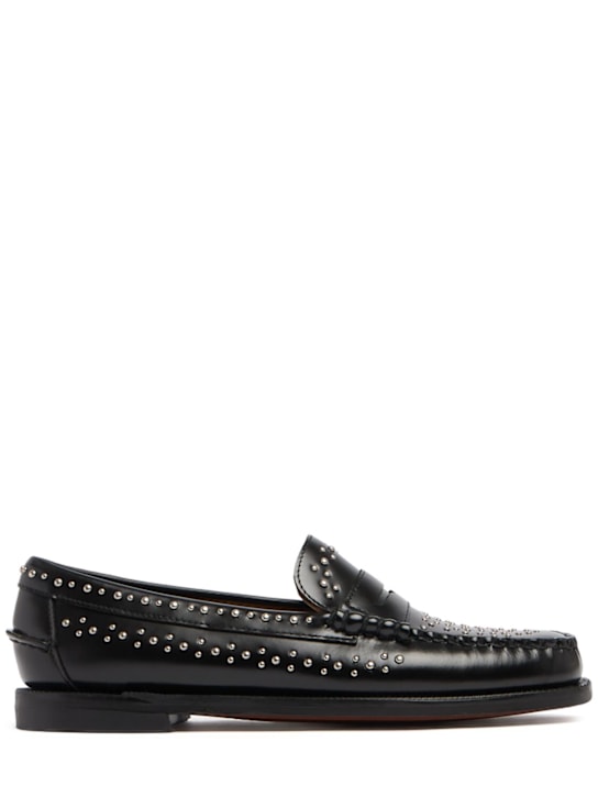 Sebago: Dan studded leather loafers - Black - women_0 | Luisa Via Roma