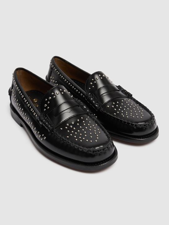 Sebago: Dan studded leather loafers - Black - women_2 | Luisa Via Roma