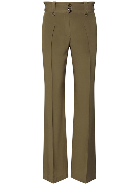 Tom Ford: Silk crepe de chine flared pants - Khaki - women_0 | Luisa Via Roma