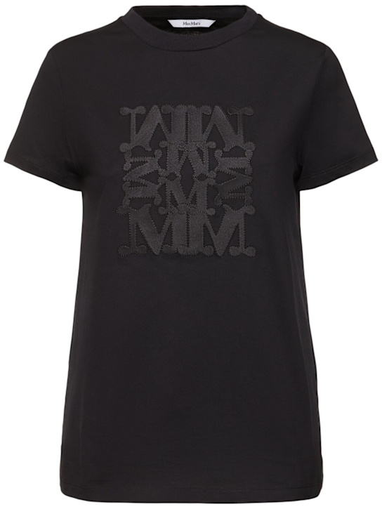 Max Mara: Giovane cotton jersey sateen t-shirt - women_0 | Luisa Via Roma