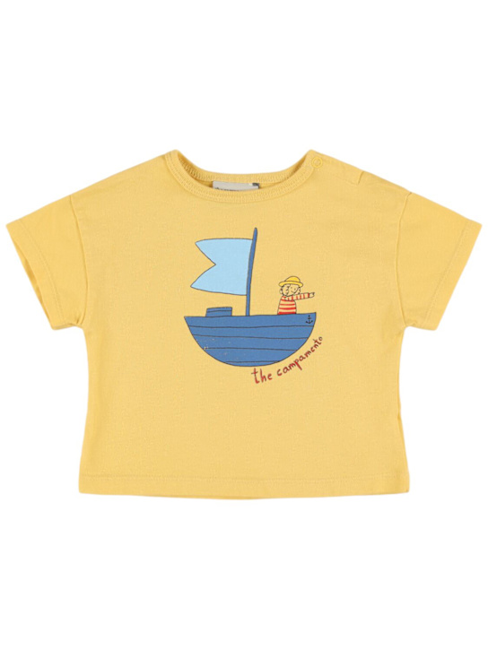 The Campamento: T-shirt in jersey di cotone stampato - Giallo - kids-girls_0 | Luisa Via Roma
