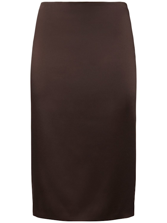 Tom Ford: Crepe envers satin midi pencil skirt - Dark Brown - women_0 | Luisa Via Roma