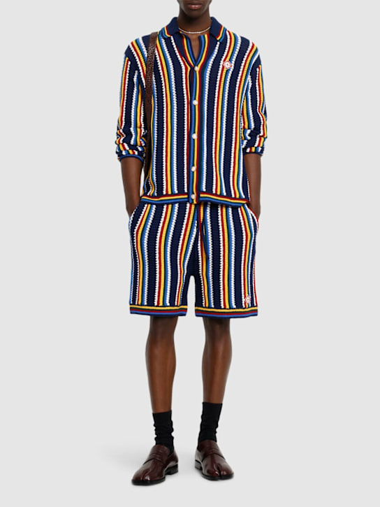 Casablanca: Crochet shorts - Blue/Multi - men_1 | Luisa Via Roma