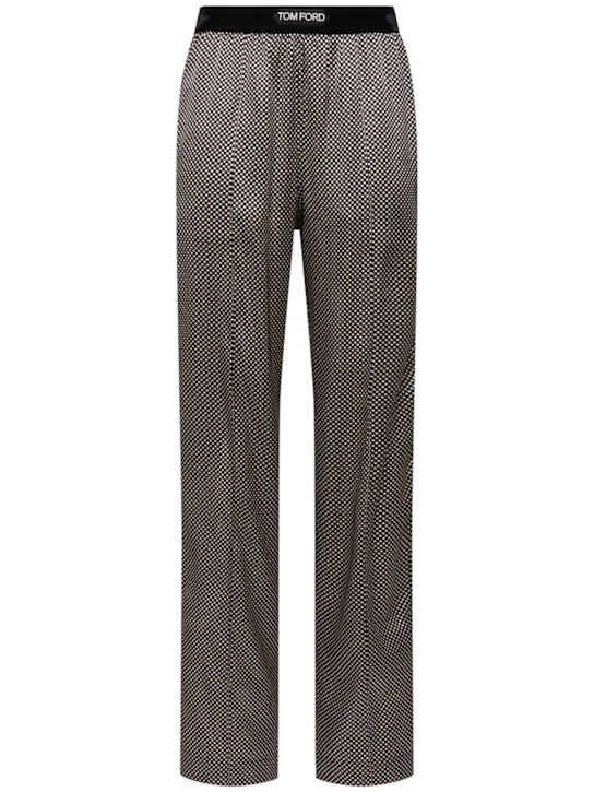 Tom Ford: Polka dot stretch satin pajama pants - Black/White - women_0 | Luisa Via Roma