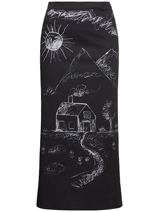 Moschino: Stretch cotton midi skirt - women_0 | Luisa Via Roma